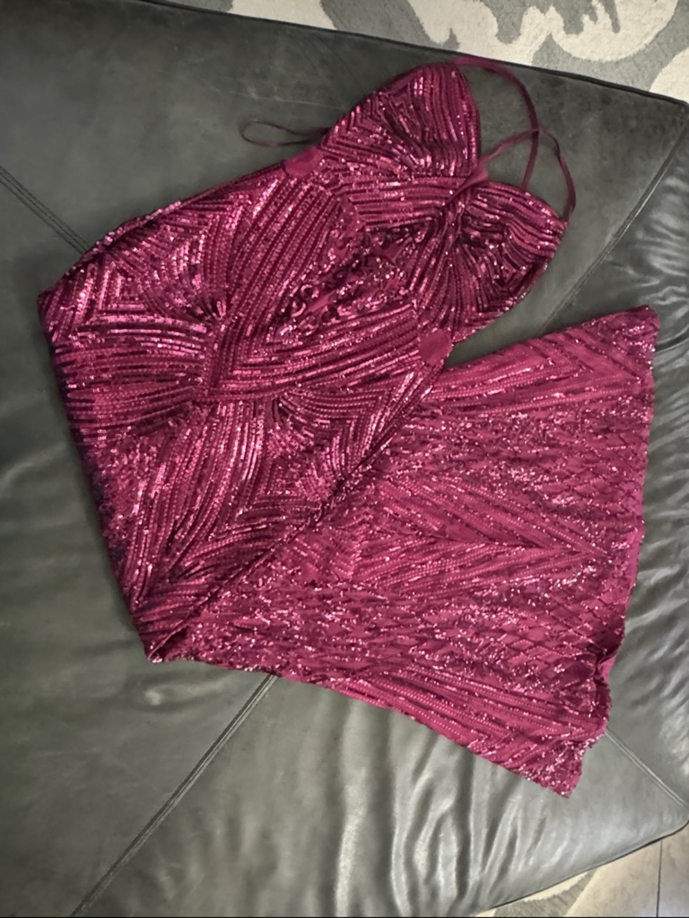 Fashion Nova Sequin Fuchsia Strapless Prom Gown